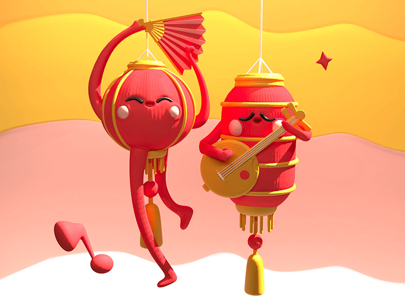 灯笼3d插画