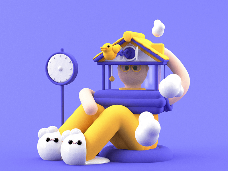 紫色3d插画