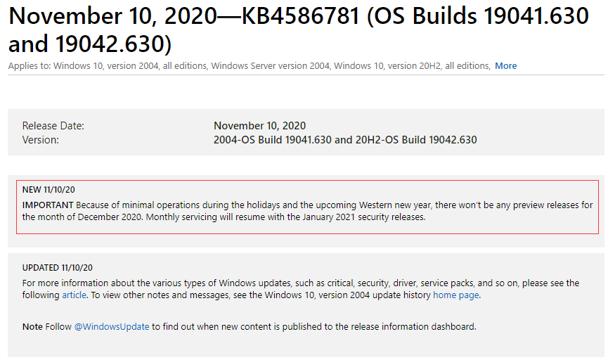 microsoft suspend windows 10 updates in december
