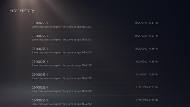 PS5 error